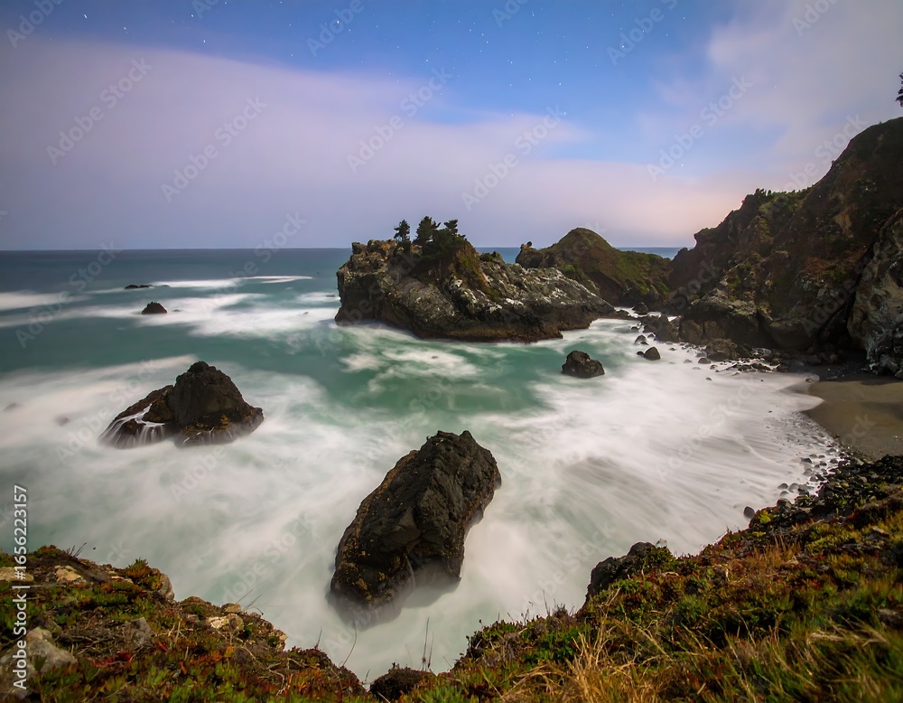 Obraz premium Coastal moonlit landscape