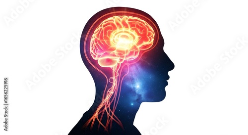 Wallpaper Mural Conceptual illustration of a glowing human brain and active nervous system, symbolizing intelligence, creativity, and consciousness. Torontodigital.ca