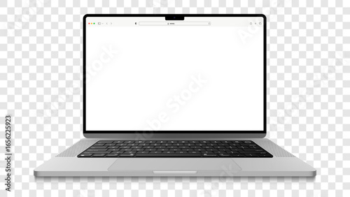 Modern Laptop with Blank White Screen Front View Vector Illustration