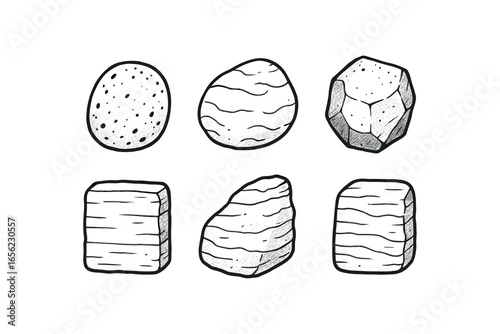 hand drawn cute doodle ink line art style line monochrome monochrome isolated on white background marker stone (materials): granite marble basalt limestone slate sandstone