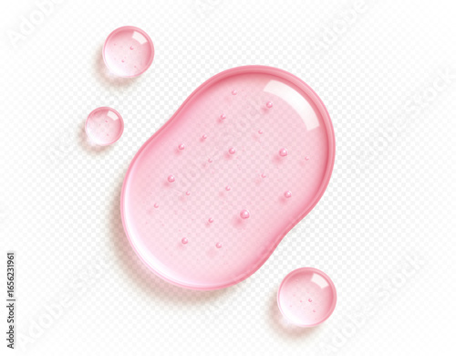 Transparent hydrating gel droplet. Liquid drops, serum, gel or collagen texture. Skin care cosmetic hydration spots. Vector illustration