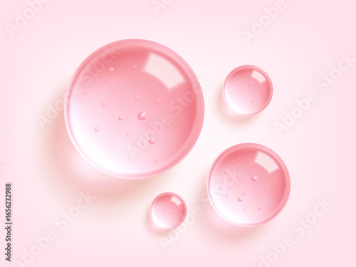 Hydrating gel droplet with transparent texture. Liquid drops, serum, gel or collagen texture. Skin care cosmetic hydration spots. Vector illustration
