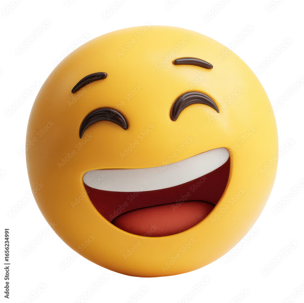 Fototapeta premium Joyful emoji expression digital positive vibes bright colors isolated on transparent background