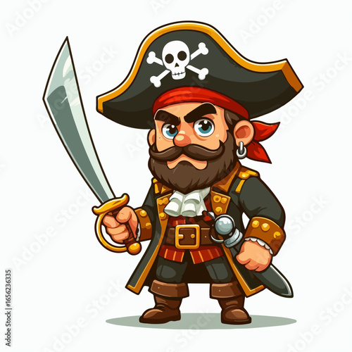 vector illustration cartoon of a pirate captain