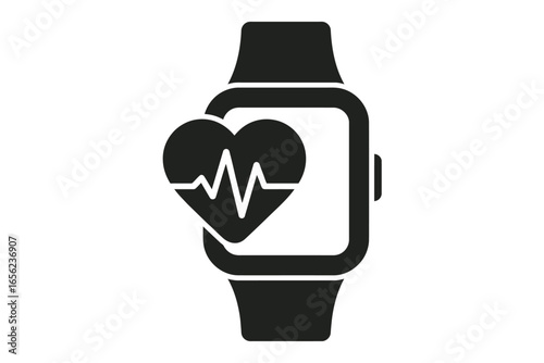 Smartwatch health icon with heart rate and fitness tracker design for digital applications