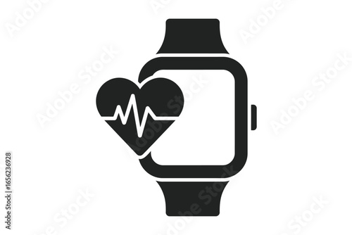 Smartwatch health icon with heart rate and fitness tracker design for digital applications