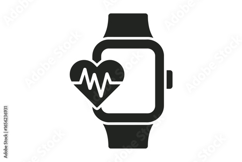 Smartwatch health icon with heart rate and fitness tracker design for digital applications