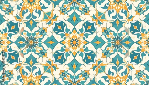 Ornate, colorful tile pattern
