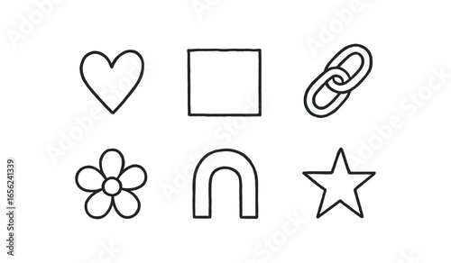 hand drawn cute doodle ink line art style line monochrome monochrome isolated on white background tau shape (uses): marking framing linking bracing supporting joining