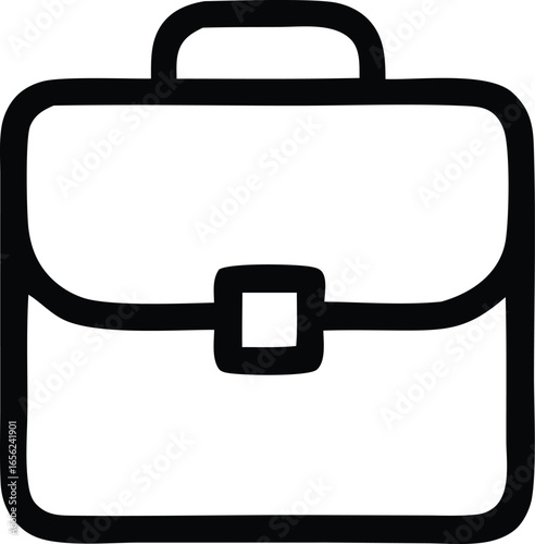 Simple outline icon of a classic briefcase with a single buckle closure for business and professional work
