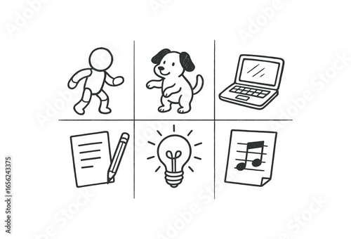 hand drawn cute doodle ink line art style line monochrome monochrome isolated on white background 3D interaction artist (tasks): modeling animating arranging coding lighting composing