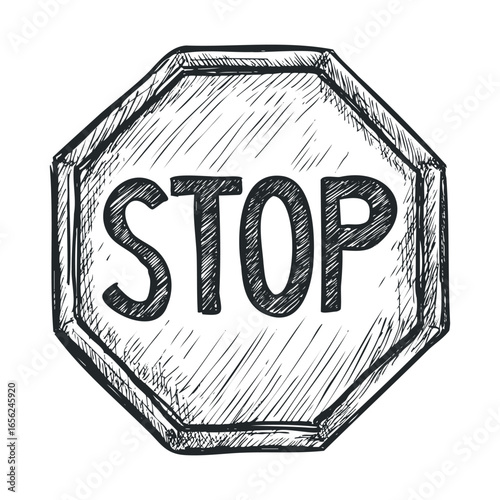 Hand drawn stop sign illustration for safety awareness