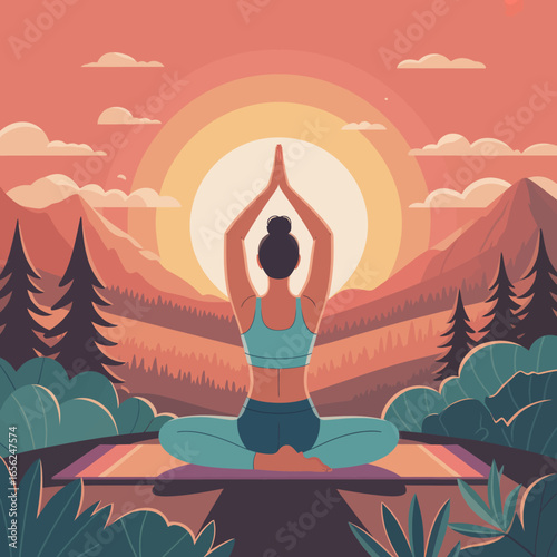 Serene Female in Yoga Pose  Peaceful Wellness Meditation Scene with Candles, Plants, and Soft Natural Light, Perfect for Blogs & Product Design