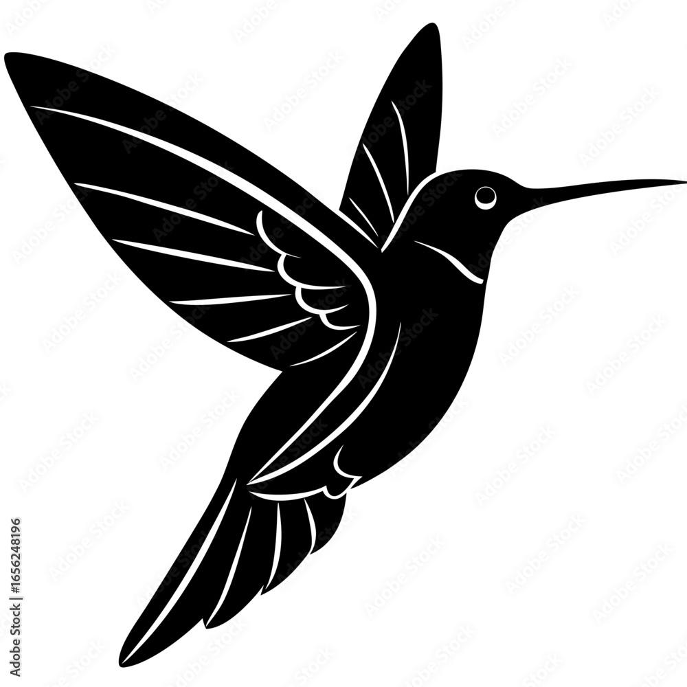 Fototapeta premium Hummingbird vector Silhouette on white baclground