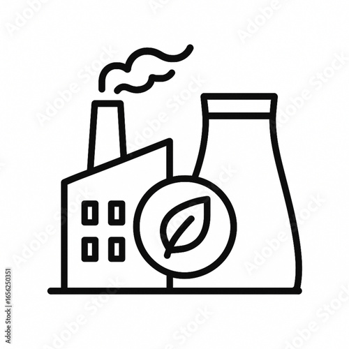 Eco Factory Power Plant Icon outline icon on white background