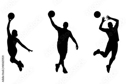 Dynamic silhouette of volleyball player in action, showcasing skill and athleticism 