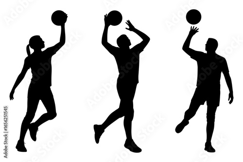 Dynamic silhouette of volleyball player in action, showcasing skill and athleticism 