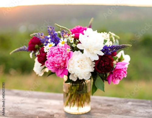Vibrant flower bouquet in a vase