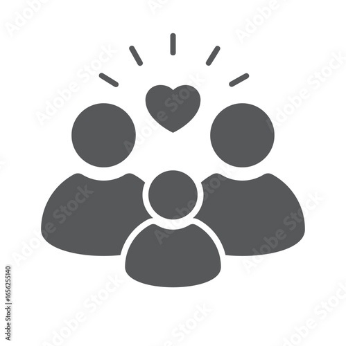 A mother, father and child united by a heart.