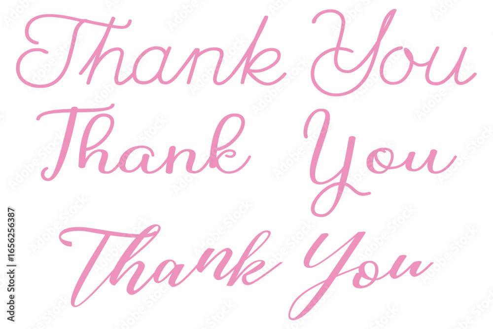 Fototapeta premium Thank you calligraphy set. Elegant black handwritten script spelling 