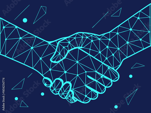 Abstract handshake illustration symbolizing business agreement, partnership, and collaboration in a modern and digital context