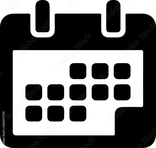 Simple black calendar icon on a light beige background