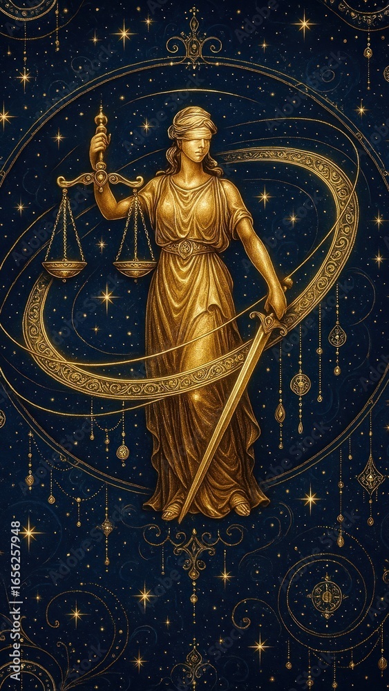 Obraz premium Elegant celestial justice illustration