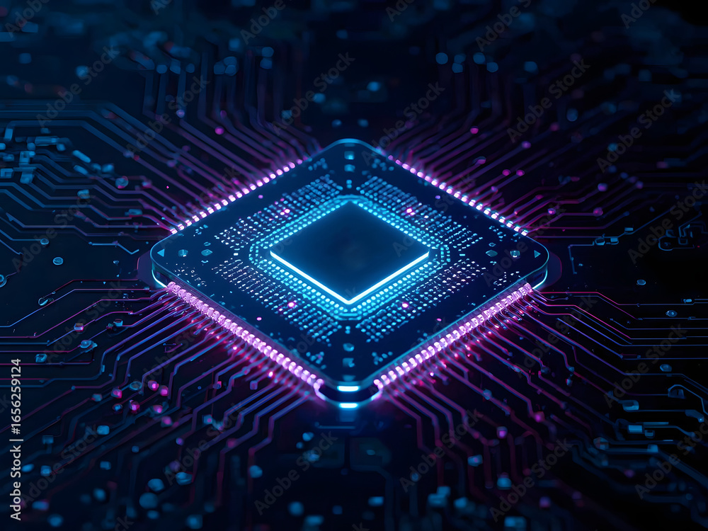 Illustration of modern technology chip of the digital future world Illustration of modern technology chip of the digital future world