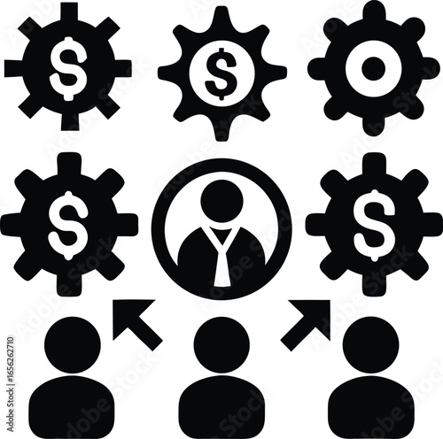 Financial management system illustrating team collaboration and economic growth driven by strategic operations and individual contributions
