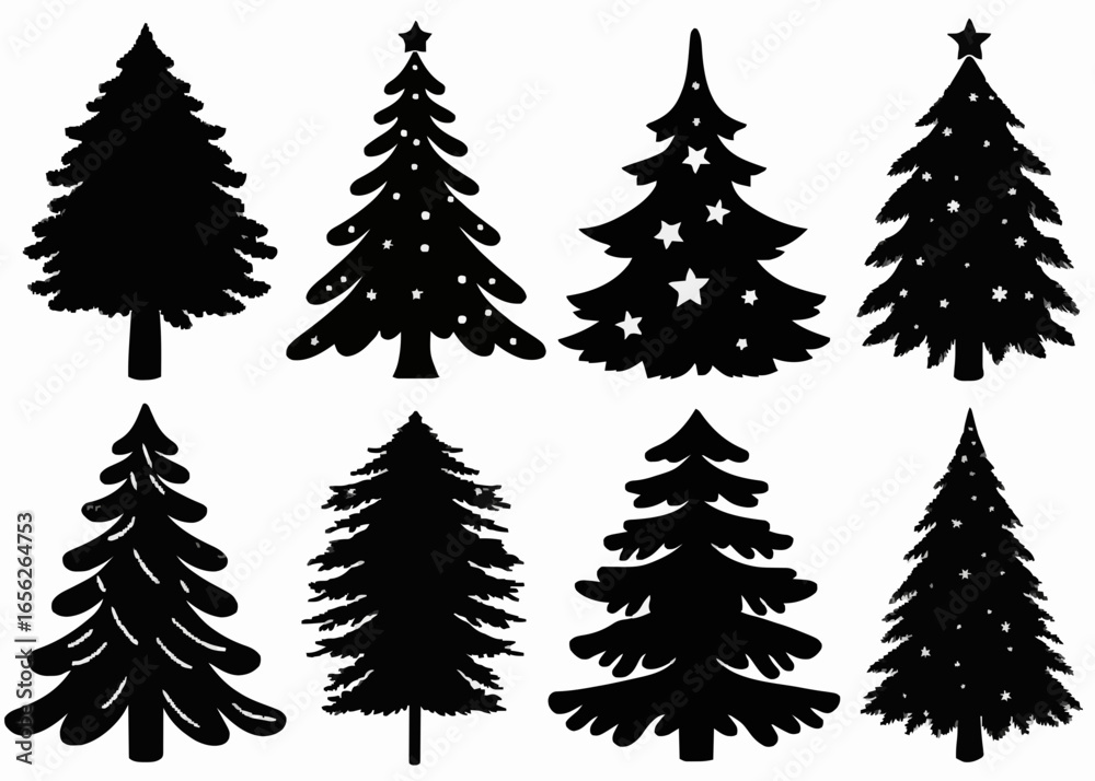 Obraz premium christmas trees festive silhouettes