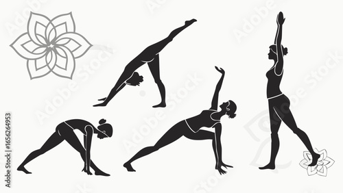 Silhouette of woman doing yoga poses