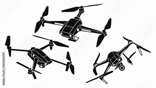 Three drones in flight