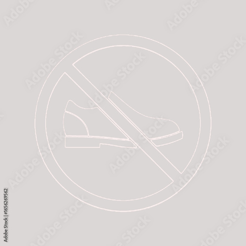 A "no shoes" sign, displaying a shoe crossed out by a red circle and line, indicating that footwear is not permitted.