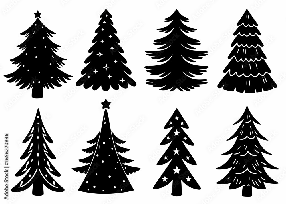 Obraz premium Christmas Tree Silhouettes