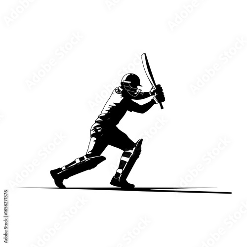 Cricket player batting stance silhouette batsman sport