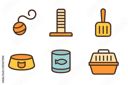 Cat Pet Care Essentials Icons