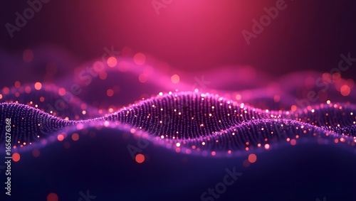 Abstract Particle Dots Background Banner — Glowing Digital Waves Background