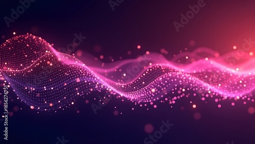 Abstract Particle Dots Background Banner — Glowing Digital Waves Background