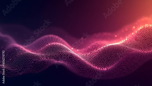 Abstract Particle Dots Background Banner — Glowing Digital Waves Background