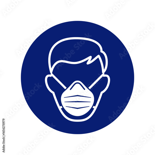 Wallpaper Mural classic paper dust filter mask required warning alert attention danger sign in blue circle symbol vector isolated on transparent background Torontodigital.ca