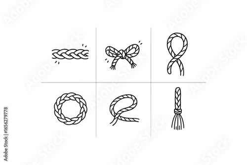 hand drawn cute doodle ink line art style line monochrome monochrome isolated on white background fiber braiding (uses): weaving knotting lacing decorating strengthening binding