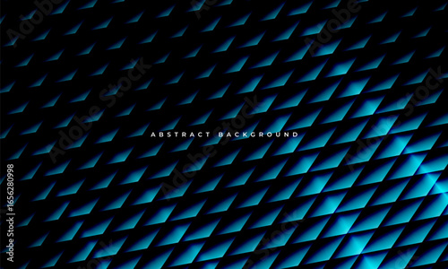 Black and blue modern abstract background with glowing geometric texture. Vector illustration