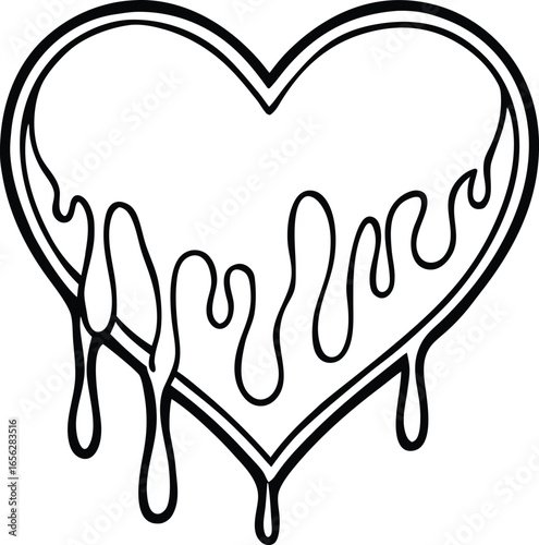 A melting heart icon symbolizing affection and love isolated on white background isolated on transparent background