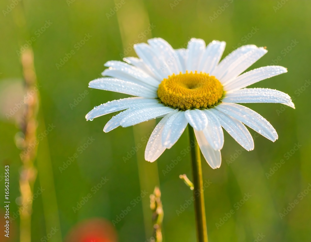 Obraz premium Dewy daisy in meadow