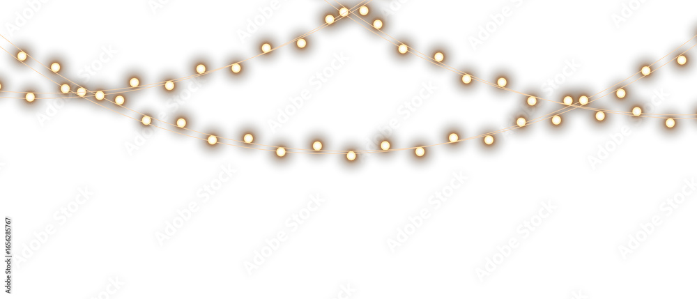 Obraz premium Png christmas lights on a transparent background. Christmas light PNG. Set of Christmas glowing garlands. For advertising invitations, web banners, postcards. Vector. Christmas decoration, LED lam 