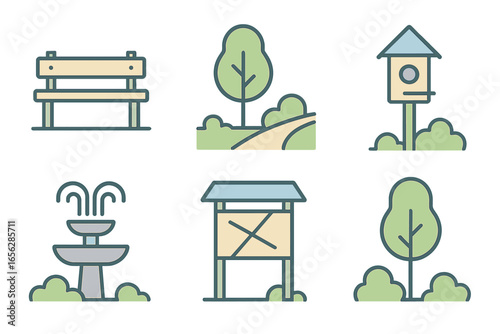 Park and Garden Elements Icons