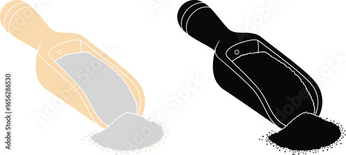 Wooden scoop with salt illustration vector graphic design