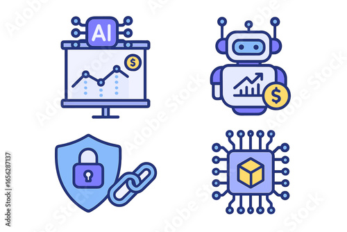 Artificial Intelligence and Financial Technology Icons
