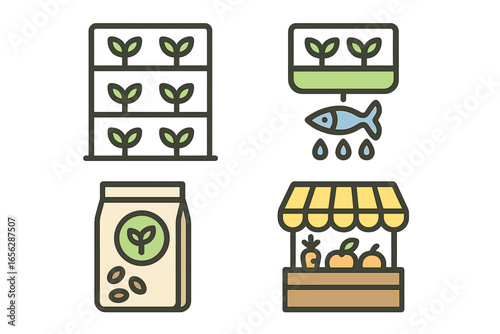 Sustainable Farming and Food Production Icons
