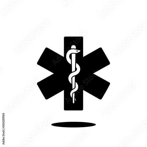 Healthcare symbol with caduceus medical star of life icon representing emergency medical services